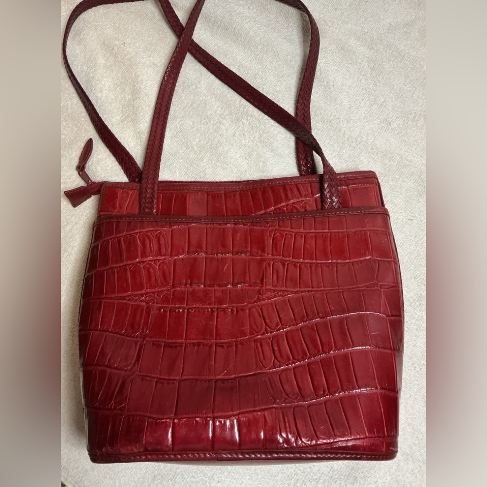 Vintage Brighton Red Leather Croc Print Bucket Purse Bag #541968 - Picture 4 of 11